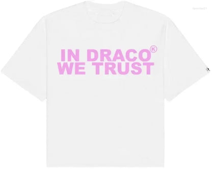 Designer Men'S T Shirts in Draco We Trust Letter Print Summer T-Shirt High Quality Harajuku Casual Fashion Short Sleeve Couple Oversized Streetwear