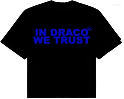 Designer Men'S T Shirts in Draco We Trust Letter Print Summer T-Shirt High Quality Harajuku Casual Fashion Short Sleeve Couple Oversized Streetwear