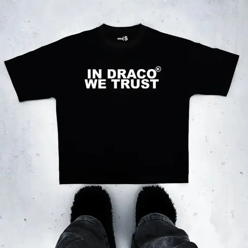 Designer Men'S T Shirts in Draco We Trust Letter Print Summer T-Shirt High Quality Harajuku Casual Fashion Short Sleeve Couple Oversized Streetwear