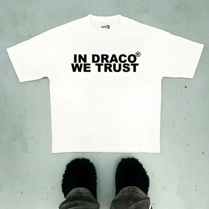 Designer Men'S T Shirts in Draco We Trust Letter Print Summer T-Shirt High Quality Harajuku Casual Fashion Short Sleeve Couple Oversized Streetwear
