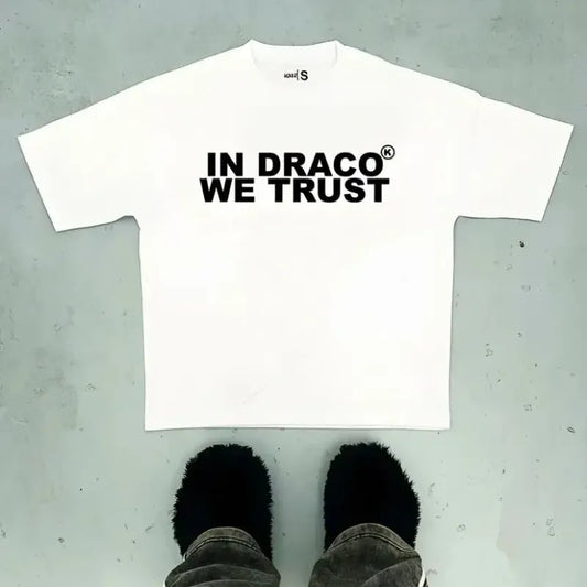 Designer Men'S T Shirts in Draco We Trust Letter Print Summer T-Shirt High Quality Harajuku Casual Fashion Short Sleeve Couple Oversized Streetwear